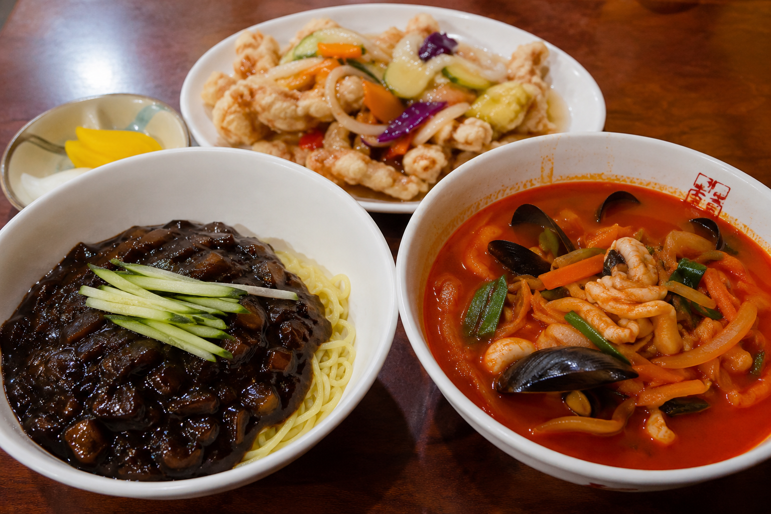korean black bean noddle, Jjajangmeon